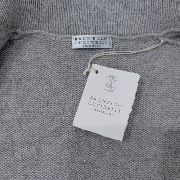 Brunello Cucinelli Cashmere Zip Cardigan NWT  Gray Sparkle Y2K Made In Italy - Picture 6 of 15